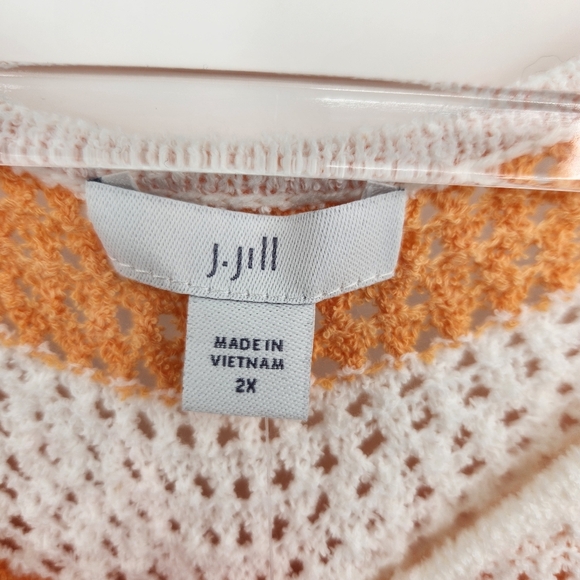 J. Jill Striped Open Knit Sweater Womens Plus Size 2X Apricot Cream NWT - Picture 4 of 7
